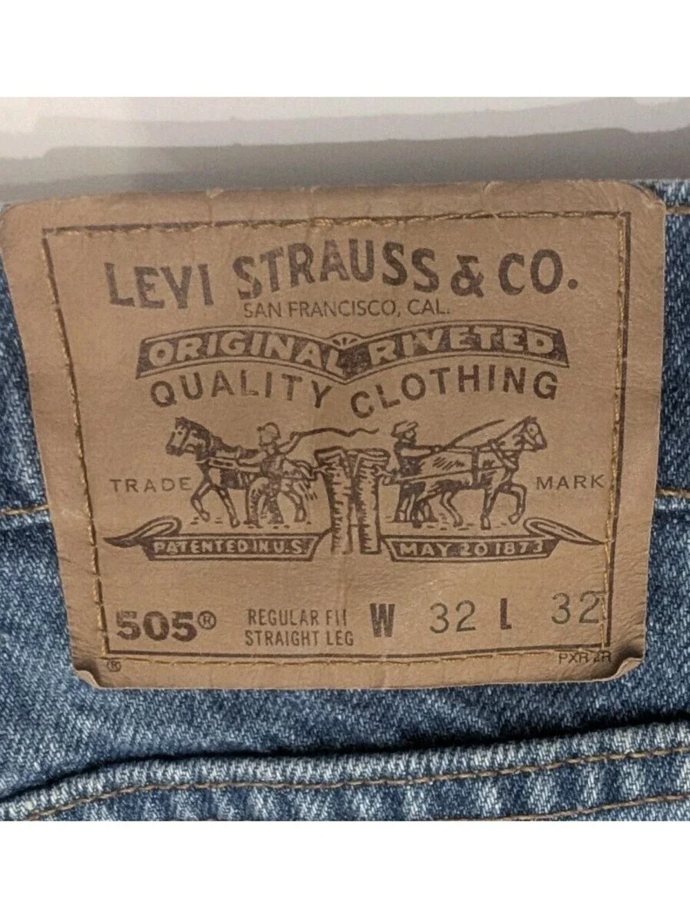 Vintage Levis 505 Jeans Mens 32x32 Orange Blank Tab Reg Straight Fit Made USA